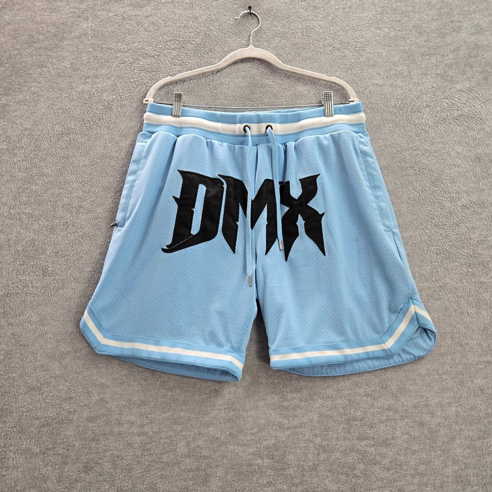 DMX x Shoe Palace Men Activewear Shorts XL Blue Mesh Logo 7 in Inseam READ